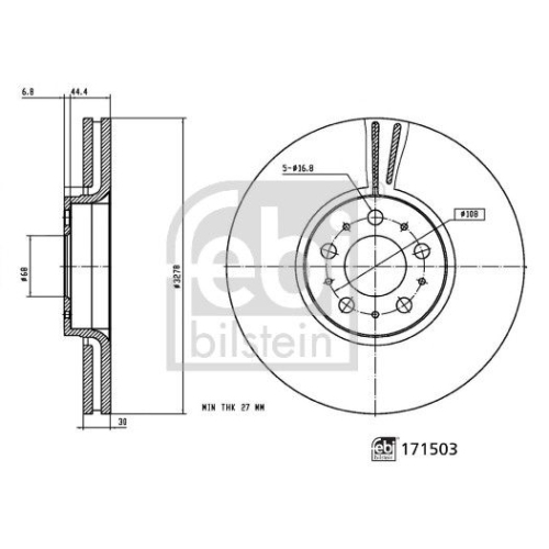 Bremsscheibe FEBI BILSTEIN 171503 für VOLVO, Vorderachse