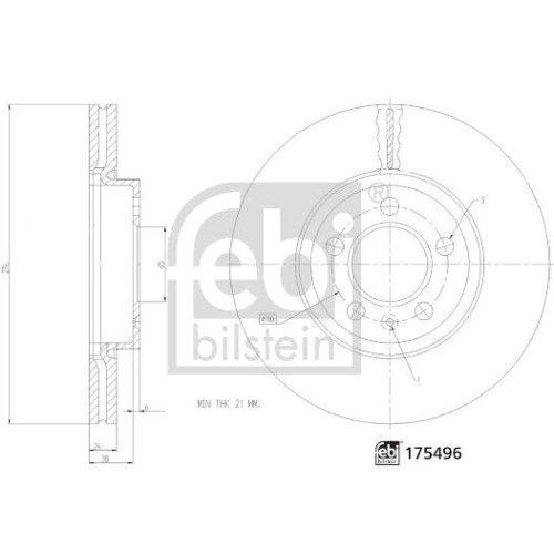 Bremsscheibe FEBI BILSTEIN 175496 für AUDI SEAT SKODA VW, Vorderachse