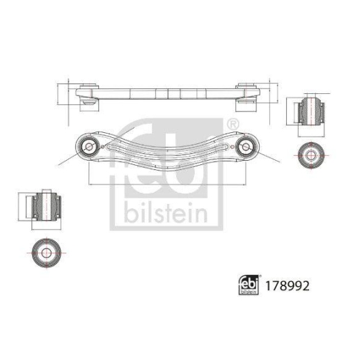 Lenker, Radaufhängung FEBI BILSTEIN 178992 für MERCEDES-BENZ, Hinterachse oben