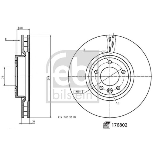 Bremsscheibe FEBI BILSTEIN 176802 für LAND ROVER, Vorderachse