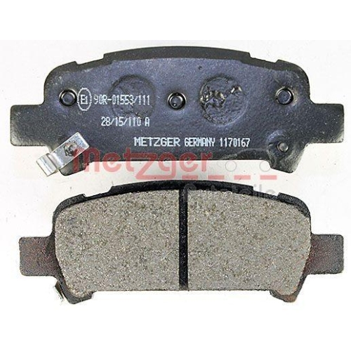 Bremsbelagsatz, Scheibenbremse METZGER 1170167 für SUBARU, Hinterachse