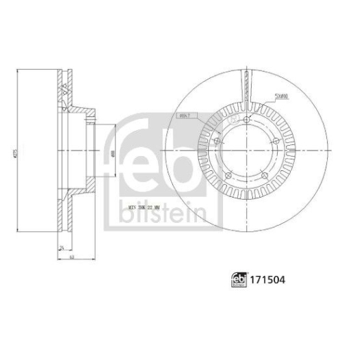 Bremsscheibe FEBI BILSTEIN 171504 für LDV, Vorderachse