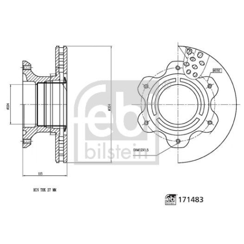 Bremsscheibe FEBI BILSTEIN 171483 für MERCEDES-BENZ, Hinterachse