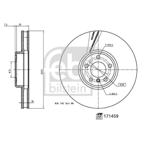 Bremsscheibe FEBI BILSTEIN 171459 für BMW, Vorderachse links