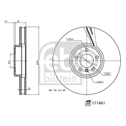 Bremsscheibe FEBI BILSTEIN 171461 für BMW, Vorderachse rechts