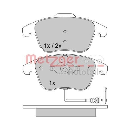 Bremsbelagsatz, Scheibenbremse METZGER 1170289 für VAG, Vorderachse