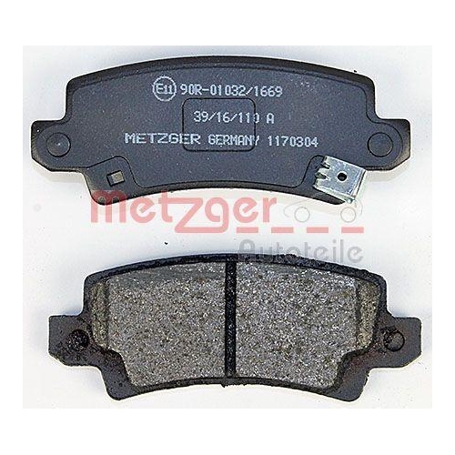 Bremsbelagsatz, Scheibenbremse METZGER 1170304 für TOYOTA, Hinterachse