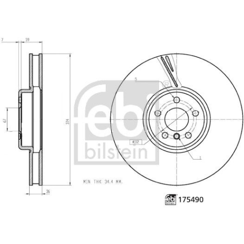 Bremsscheibe FEBI BILSTEIN 175490 für BMW, Vorderachse rechts