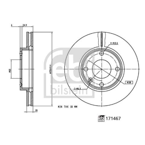 Bremsscheibe FEBI BILSTEIN 171467 für OPEL VAUXHALL, Vorderachse