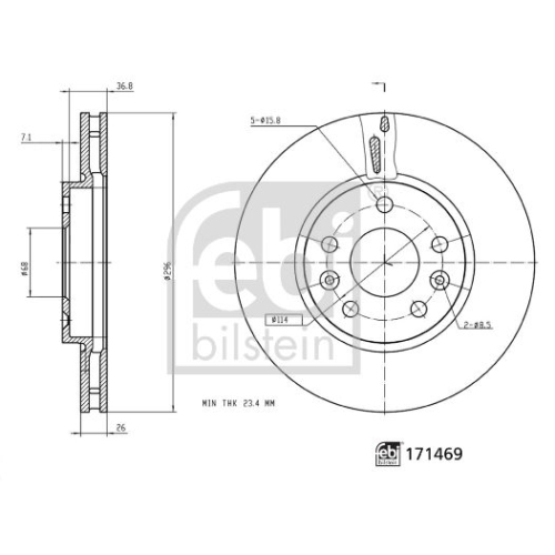 Bremsscheibe FEBI BILSTEIN 171469 für MERCEDES-BENZ NISSAN RENAULT, Vorderachse