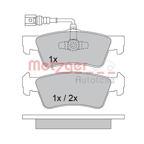 Bremsbelagsatz, Scheibenbremse METZGER 1170560 für VAG, Hinterachse