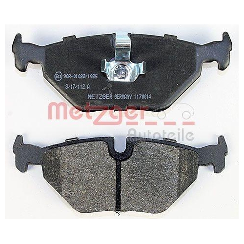 Bremsbelagsatz, Scheibenbremse METZGER 1170014 für BMW ROVER SAAB, Hinterachse