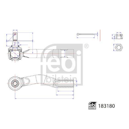 Spurstangenkopf FEBI BILSTEIN 183180 für TOYOTA LEXUS, Vorderachse rechts