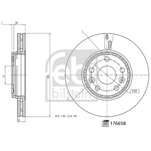 Bremsscheibe FEBI BILSTEIN 176658 für NISSAN RENAULT, Vorderachse