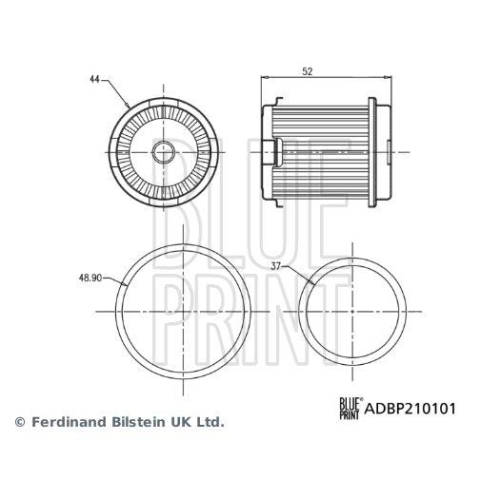 Blue Print 1x ADBP210101BP GetriebeÃ¶lfilter mit Dichtringen