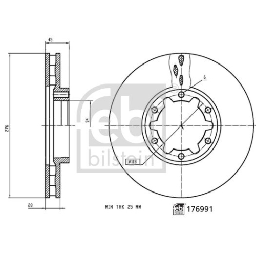 Bremsscheibe FEBI BILSTEIN 176991 für NISSAN, Vorderachse