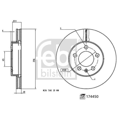 Bremsscheibe FEBI BILSTEIN 174450 für AUDI SEAT SKODA VW, Vorderachse