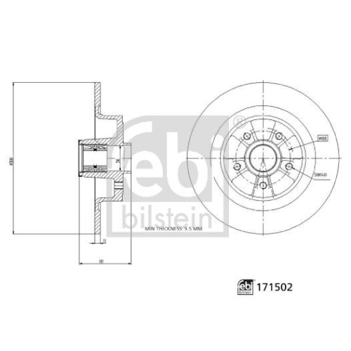 Bremsscheibe FEBI BILSTEIN 171502 für RENAULT DACIA, Hinterachse