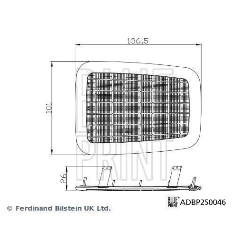 Blue Print 1x ADBP250046BP Innenraumfilter, BatteriegehÃ¤use