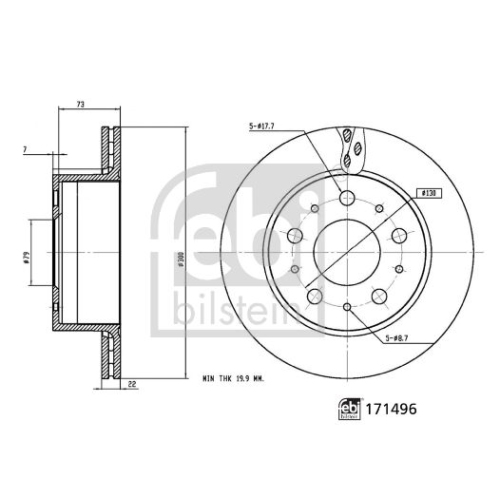 Bremsscheibe FEBI BILSTEIN 171496 für CITROËN FIAT OPEL PEUGEOT VAUXHALL RAM