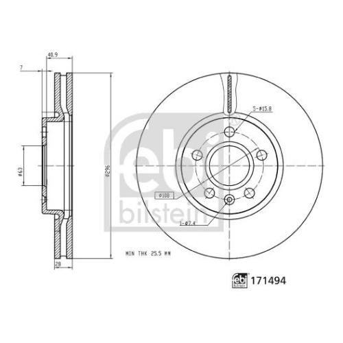 Bremsscheibe FEBI BILSTEIN 171494 für VOLVO, Vorderachse