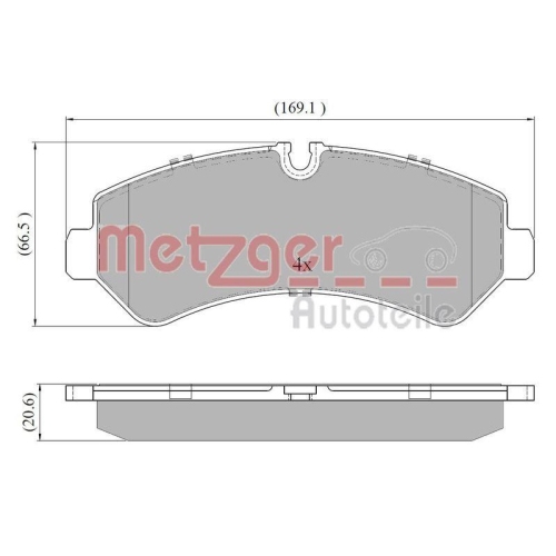 Bremsbelagsatz, Scheibenbremse METZGER 1170948 für MERCEDES-BENZ, Hinterachse