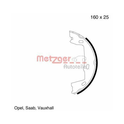 Bremsbackensatz, Feststellbremse METZGER KR 347X für OPEL, Hinterachse links