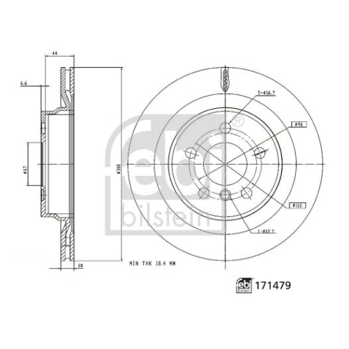 Bremsscheibe FEBI BILSTEIN 171479 für BMW MINI, Hinterachse