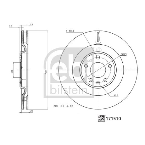 Bremsscheibe FEBI BILSTEIN 171510 für AUDI VW, Hinterachse