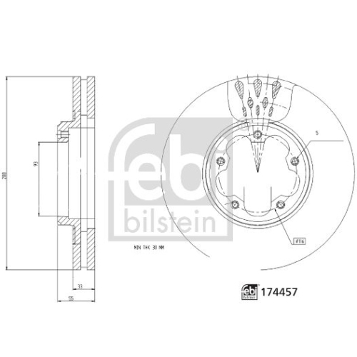 Bremsscheibe FEBI BILSTEIN 174457 für FORD FORD MOTOR COMPANY, Vorderachse