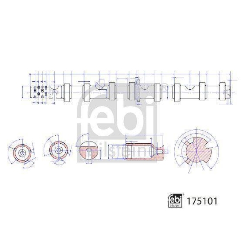 Nockenwelle FEBI BILSTEIN 175101 für AUDI SEAT SKODA VW, Einlassseite