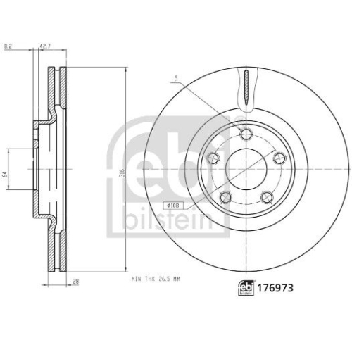 Bremsscheibe FEBI BILSTEIN 176973 für FORD, Vorderachse