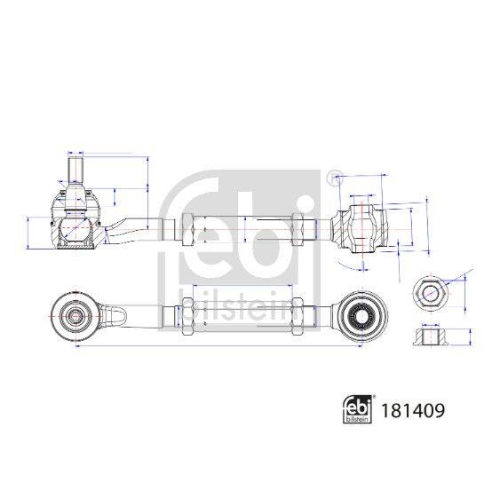 Lenker, Radaufhängung FEBI BILSTEIN 181409 für TOYOTA LEXUS, Hinterachse links