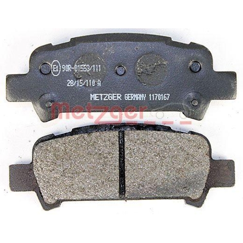 Bremsbelagsatz, Scheibenbremse METZGER 1170167 für SUBARU, Hinterachse