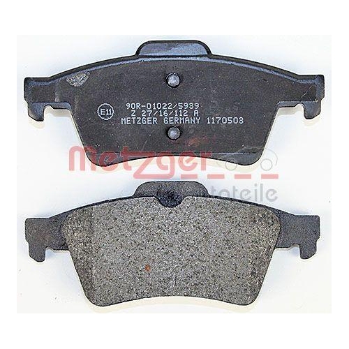 Bremsbelagsatz, Scheibenbremse METZGER 1170503 für PEUGEOT, Hinterachse