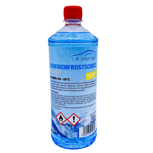 4yourCar Scheibenfrostschutz Winter Scheibenwischwasser ReadyMix bis -30°C mit frischem Citrusduft 1 L