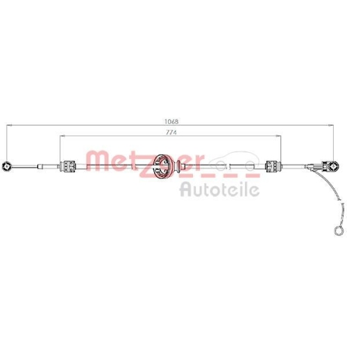 Seilzug, Schaltgetriebe METZGER 3150301 für MERCEDES-BENZ, links