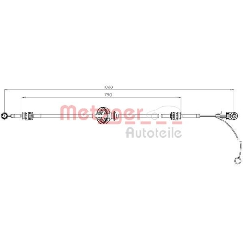 Seilzug, Schaltgetriebe METZGER 3150302 für MERCEDES-BENZ, rechts