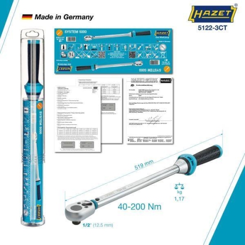 Hazet Werkstatt-Drehmomentschlüssel 5122-3CT?mit Umschaltknarre?1-800 Nm