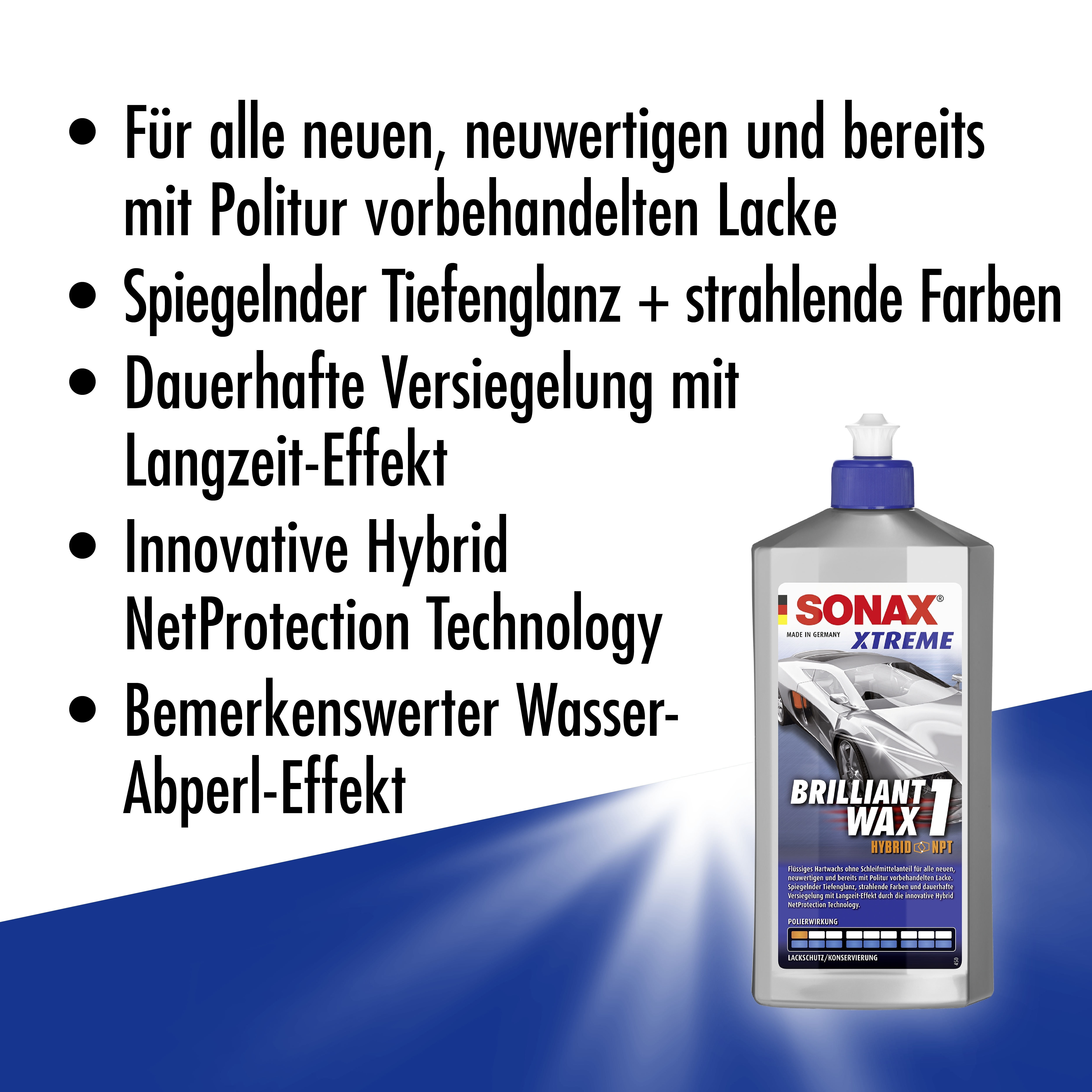 SONAX 02012000 Xtreme Brilliant-Wax 1 Hybrid NPT Politur Wachs Pflege 2x500ml