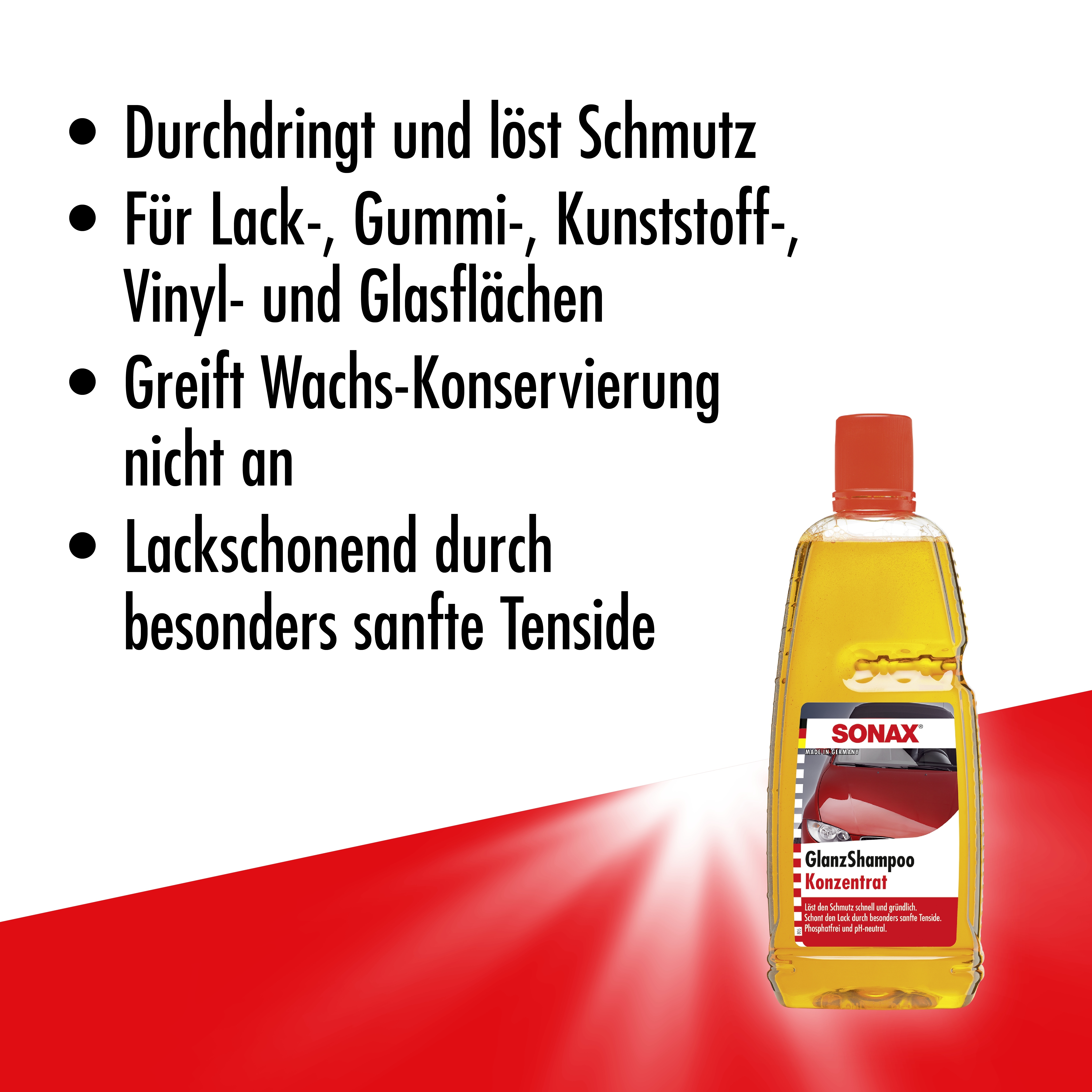 SONAX 03143000 Glanzshampoo Konzentrat Glanz Autoshampoo 4x1L