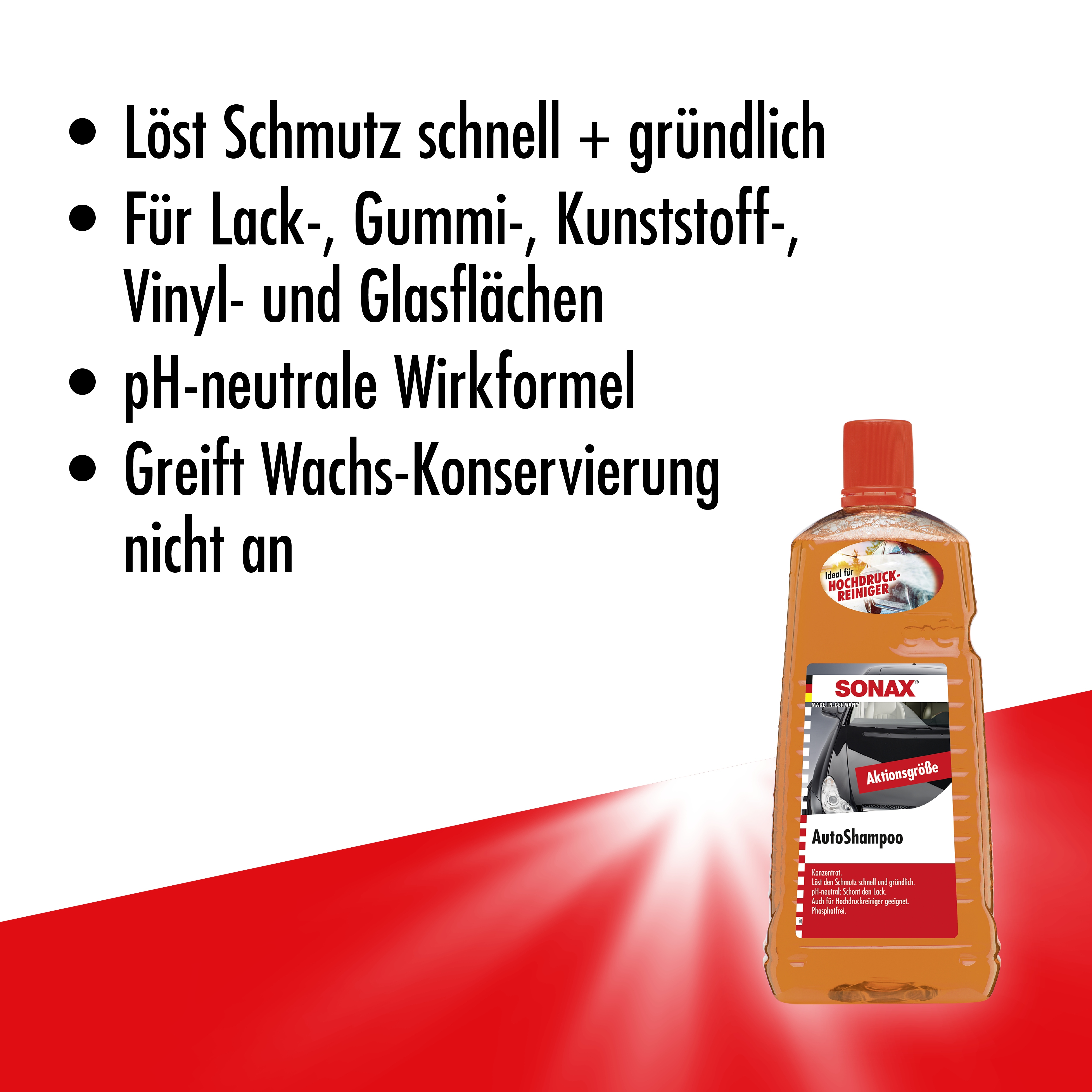 SONAX 03143000 Glanzshampoo Konzentrat Glanz Autoshampoo 3x1L