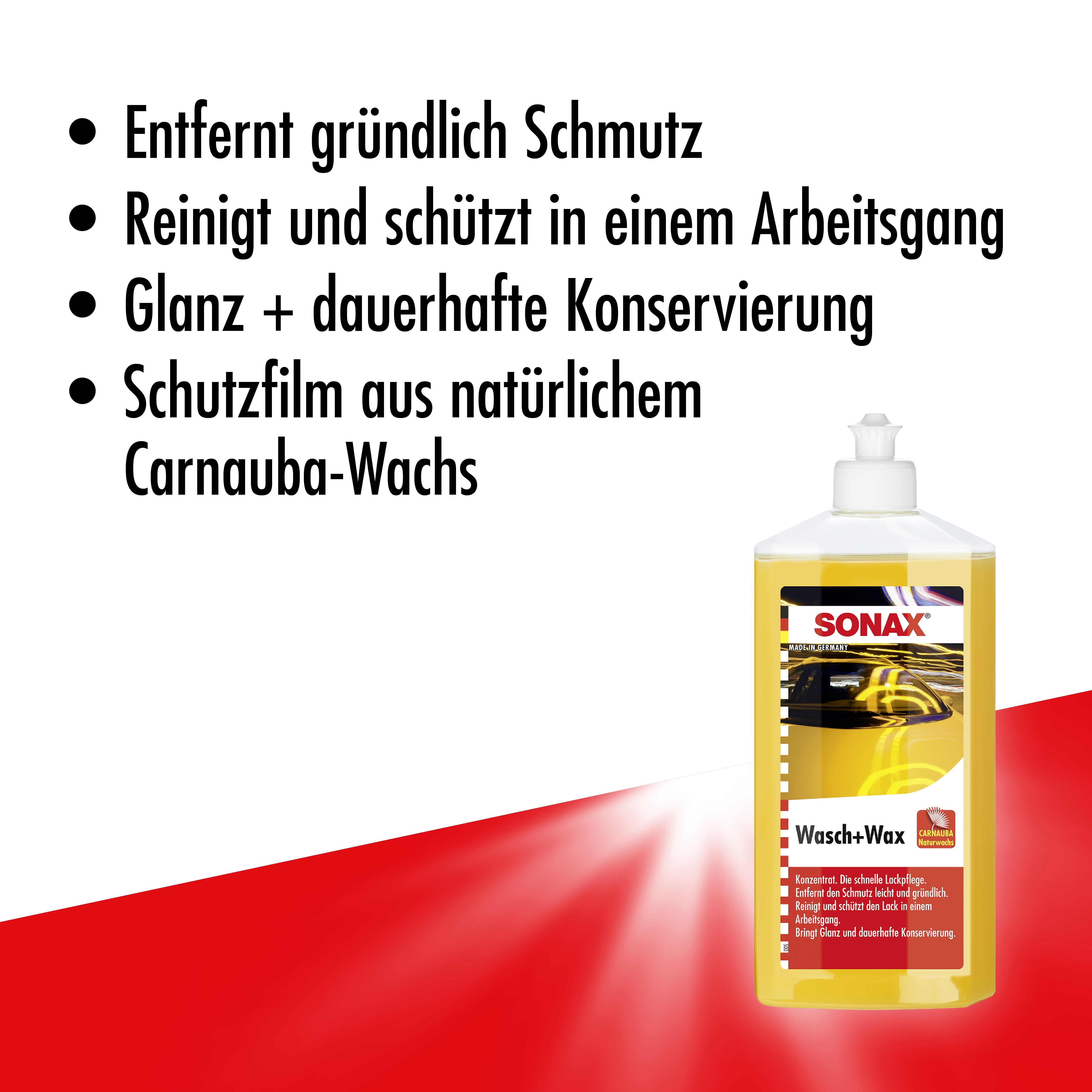 SONAX 4X 03132000 Wasch und Wax Lackpflege Carnaubawachs 500ml