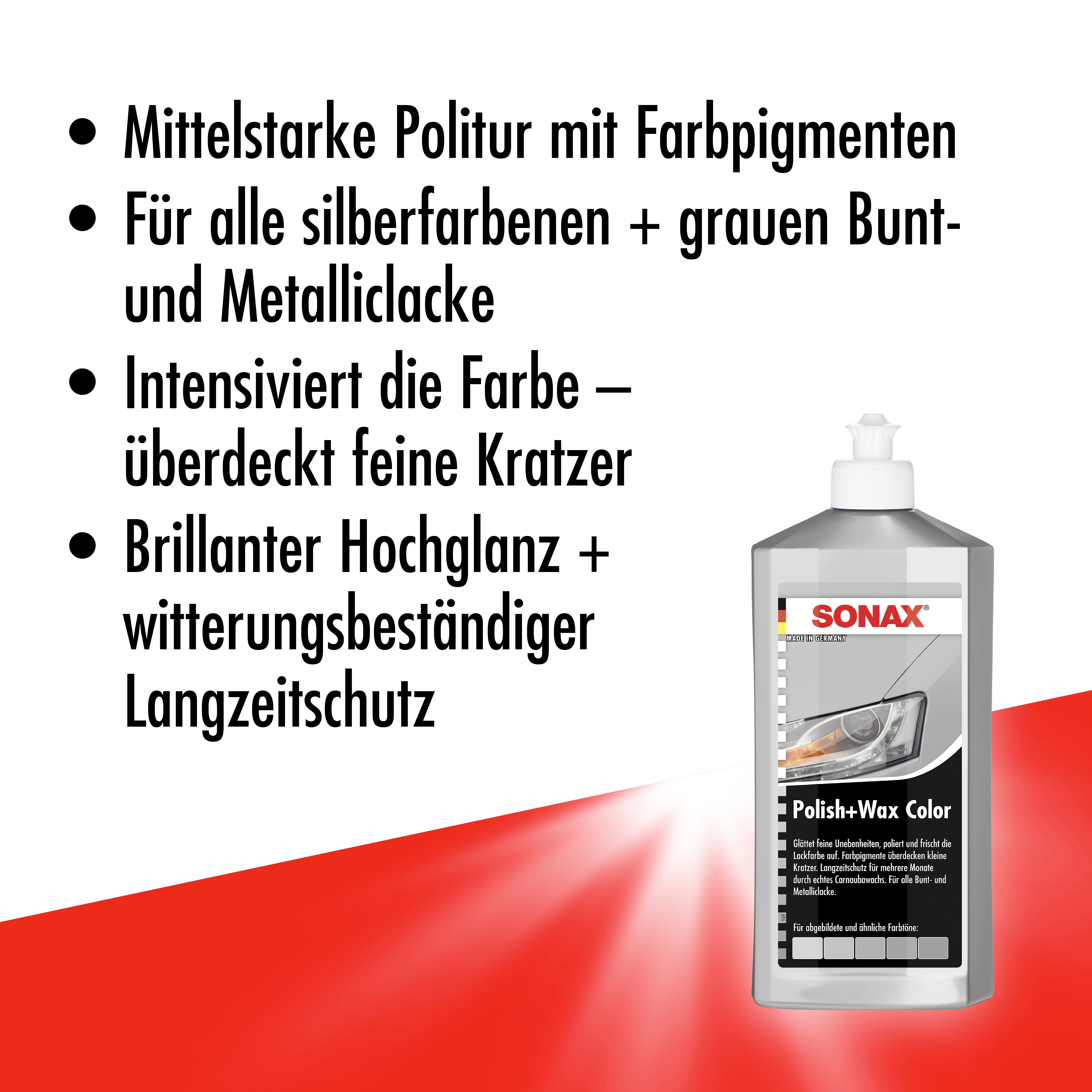 2x 500ml SONAX POLISH und WAX COLOR NANOPRO SILBER/GRAU AUTOPOLITUR LACK POLITUR