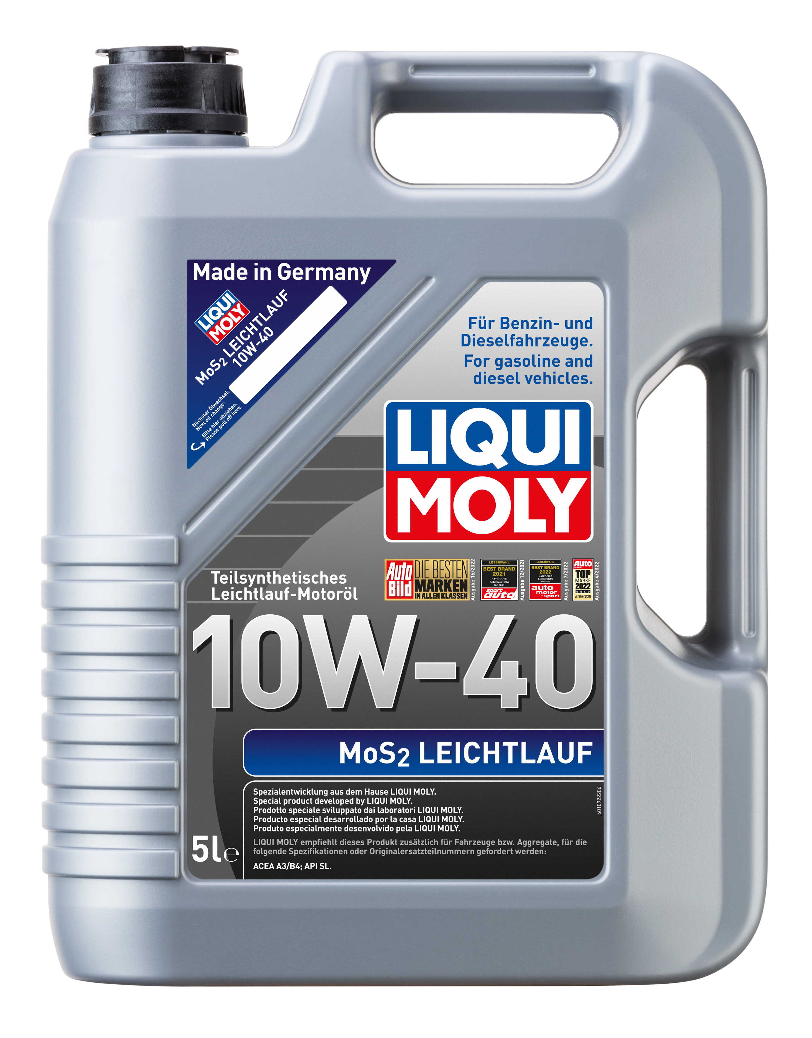 Liqui Moly 1x LM49186 MoS2 Leichtlauf 10W-40 5l + Cera Tec 300ml + Motor System Reiniger Diesel 300ml