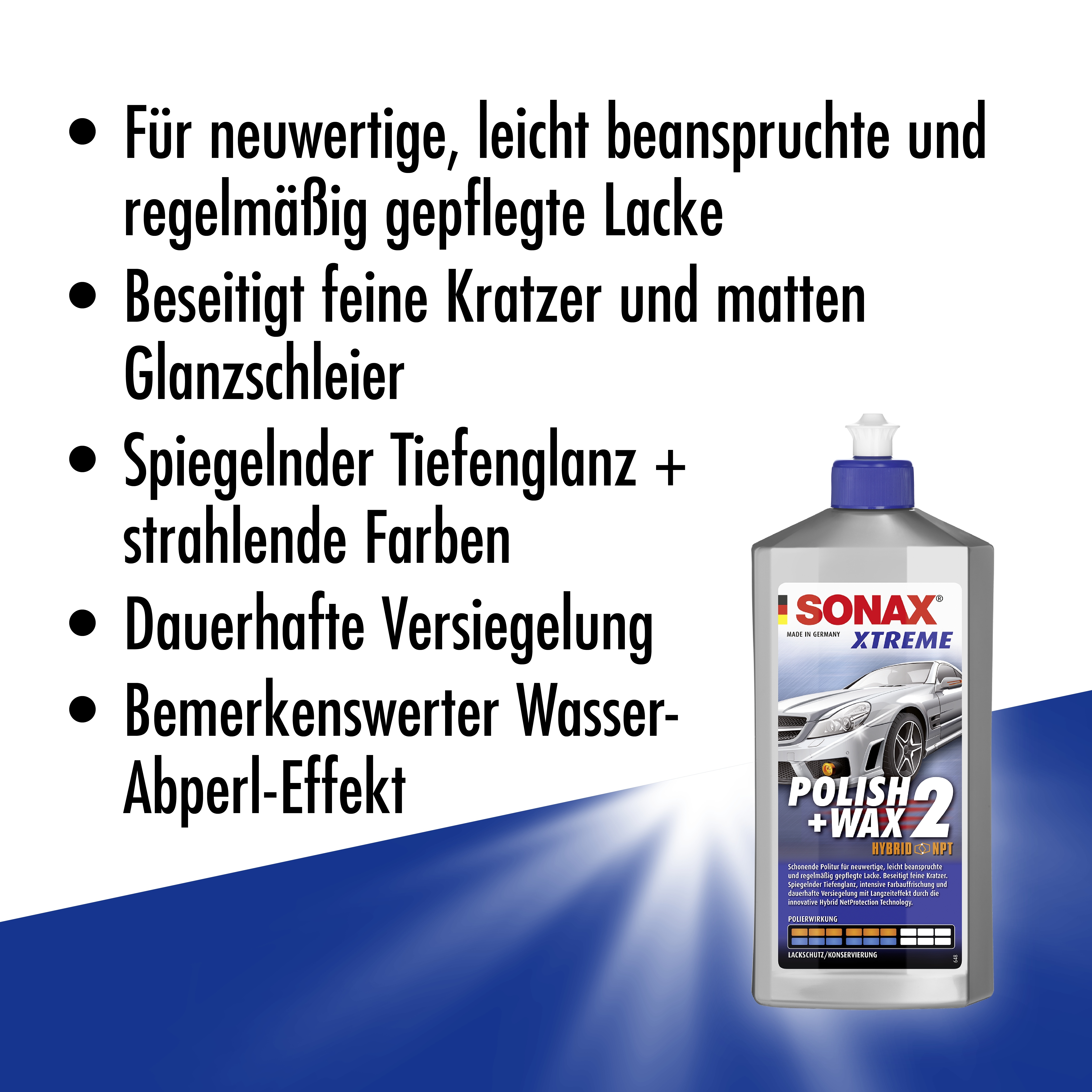 SONAX APPLIKATIONSSCHWAMM + MICROFASERTUCH + Xtreme Polish und Wax AUTOWACHS Pflege Set